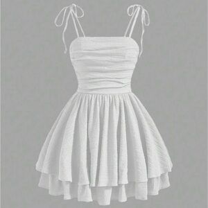 Sleeveless White Tie-Shoulder Sundress